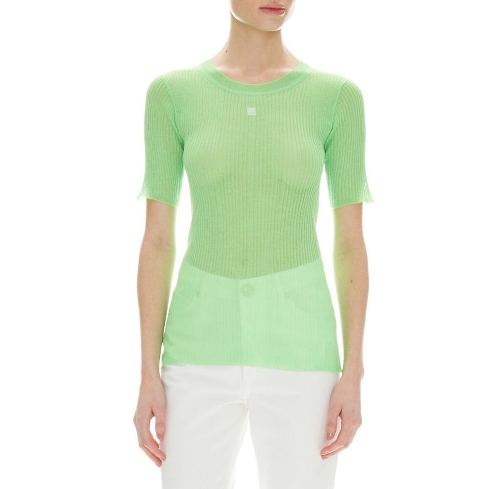 NWOT SANDRO Top Women 3/US 8 Freddy Sweater Tshirt Neon Green
